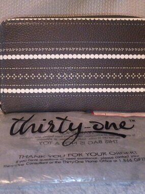 NIP Thirty-One All About the Benjamins Wallet - Patterned Charcoal & Polka Dot
